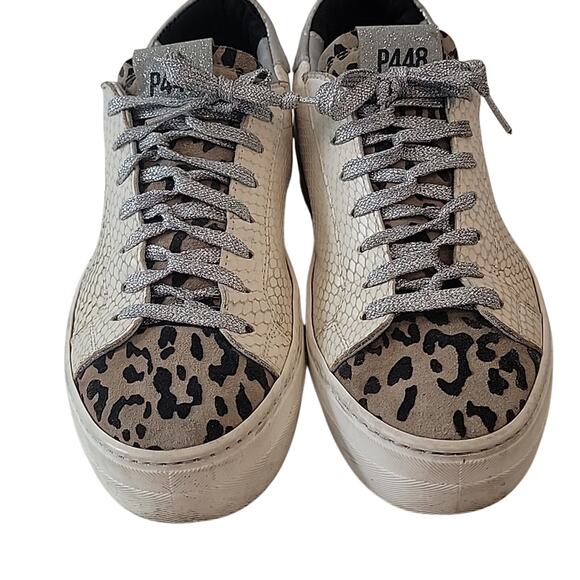 P448 Thea Python Roccia White Leather Platform Sneakers, size 40 - Picture 2 of 11